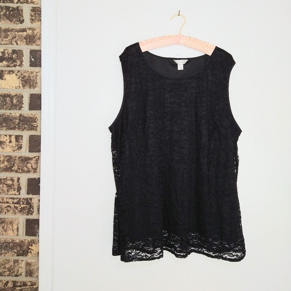 CJ Banks Black Lace Sleeveless Blouse